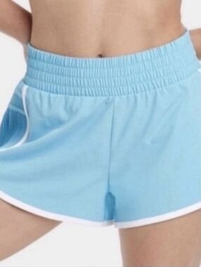 New All in Motion Light Blue Women's Athletic Shorts with White Trim.  Large